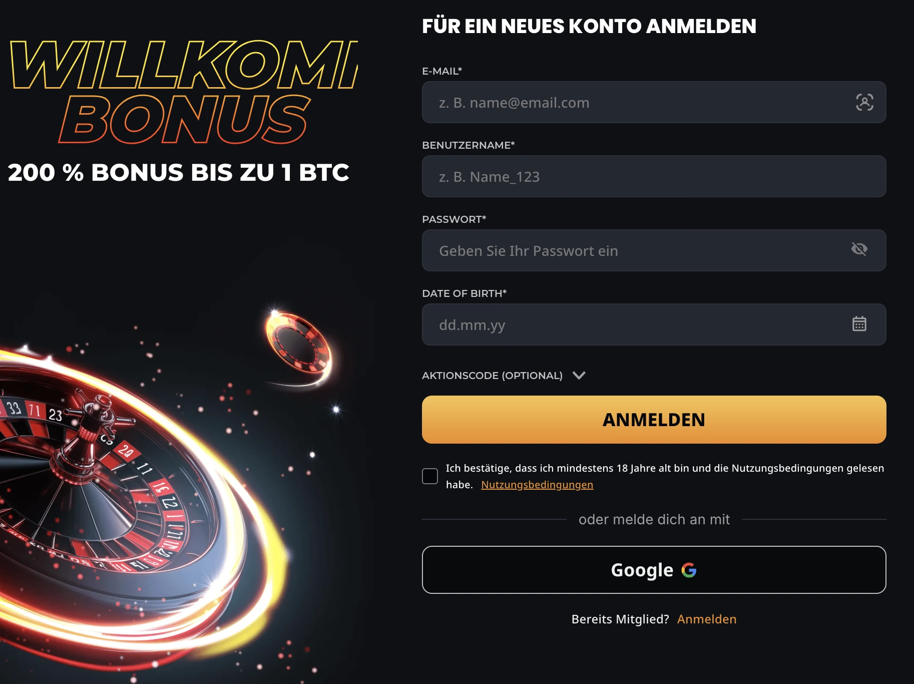 instant casino anmelden